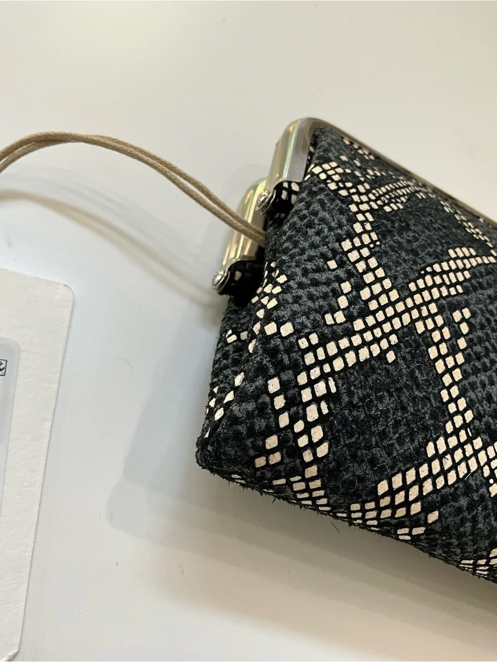 HOBO Lauren Black Snakeskin Print Leather Double Frame Clutch Wallet NWT